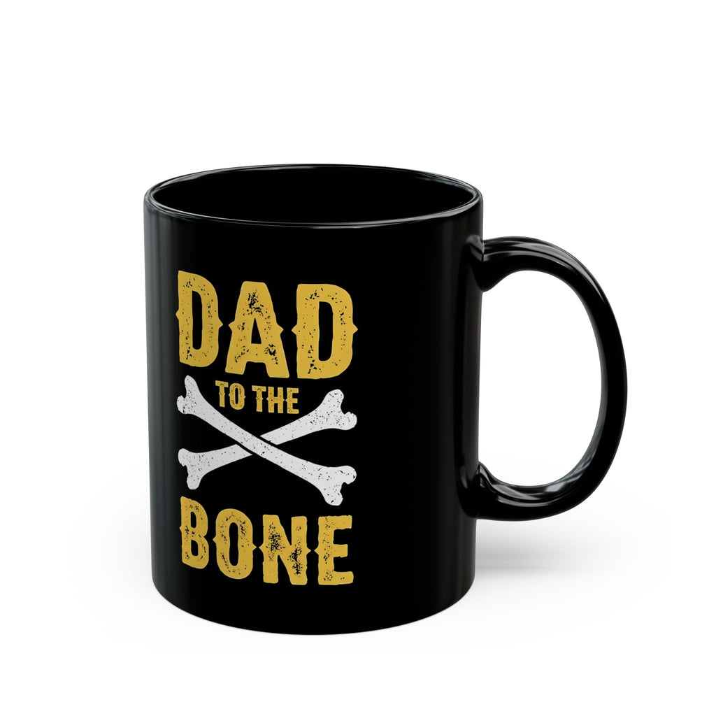 Dad to the Bone Black Mug - Funny Gift for Dads, Unique Coffee Cup, Father's Day, Birthday Present, Kitchen Decor