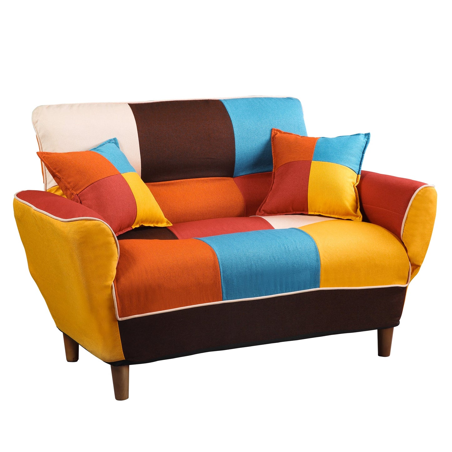 Small Space Colorful Sleeper Sofa, Solid Wood Legs