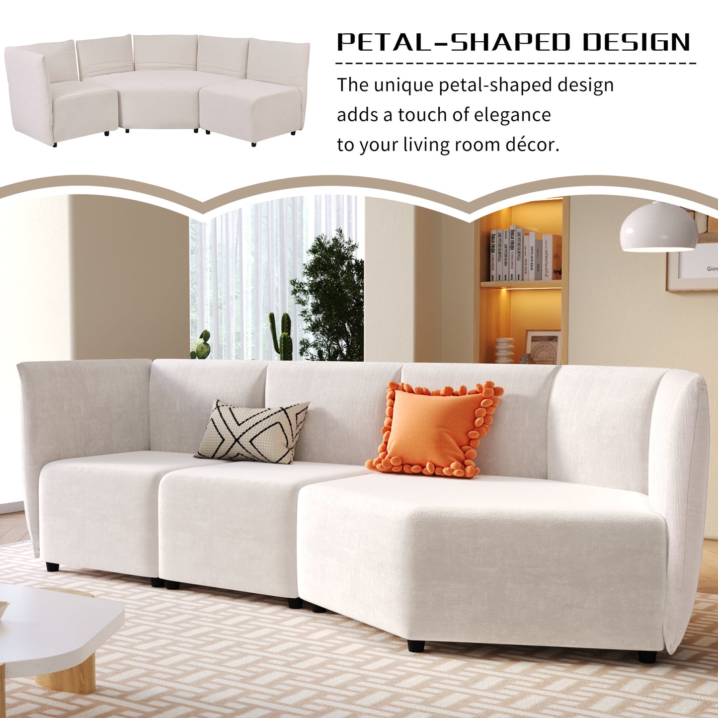 Stylish Sofa Set with Polyester Upholstery with Adjustable Back with