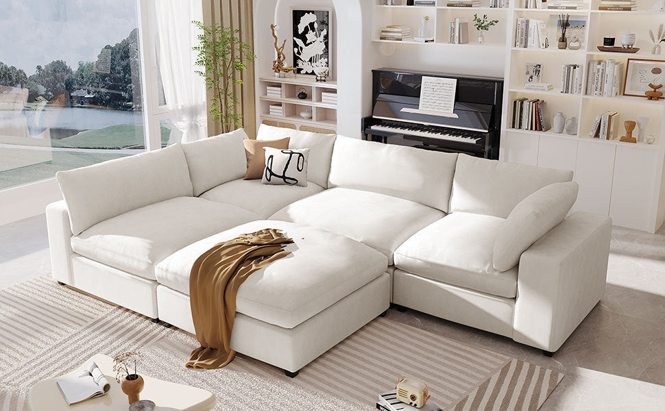 Upholstered Oversize Modular Sofa with Removable Ottoman,Sectional