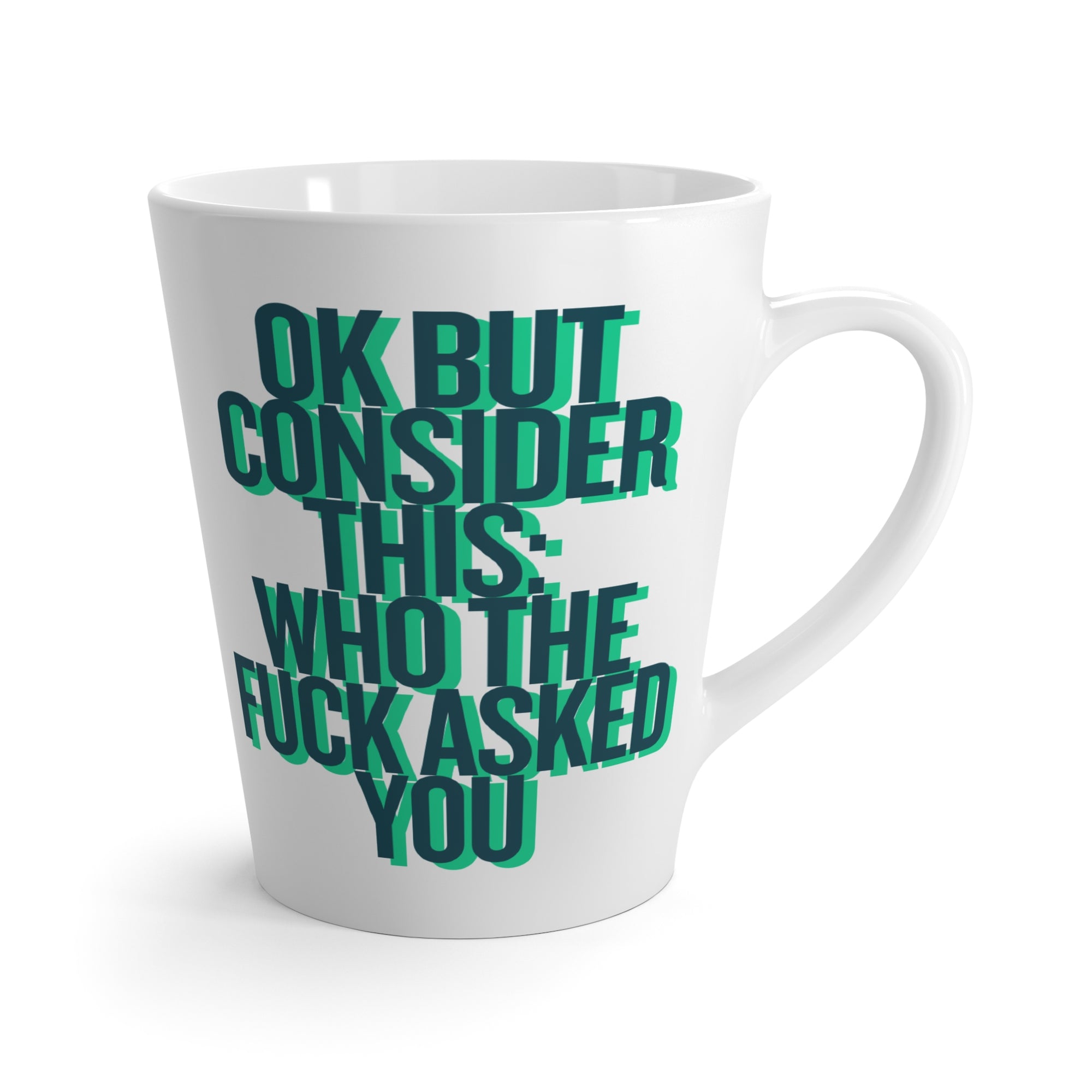 Latte Mug – 'One Coffee to Wake the F*** Up' Bold Typography Ceramic Mug