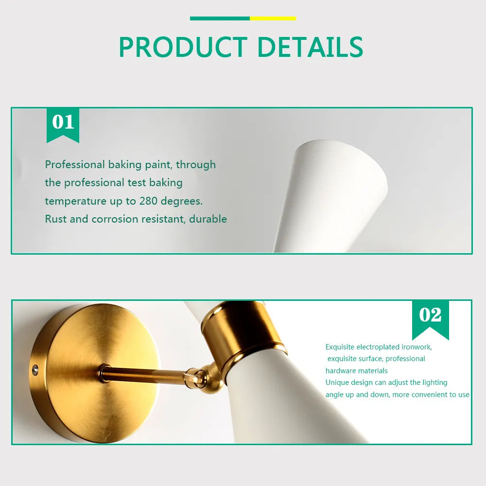 LED Wall Lamps Outdoor Golden Lighting Headboard Dressing Living Room