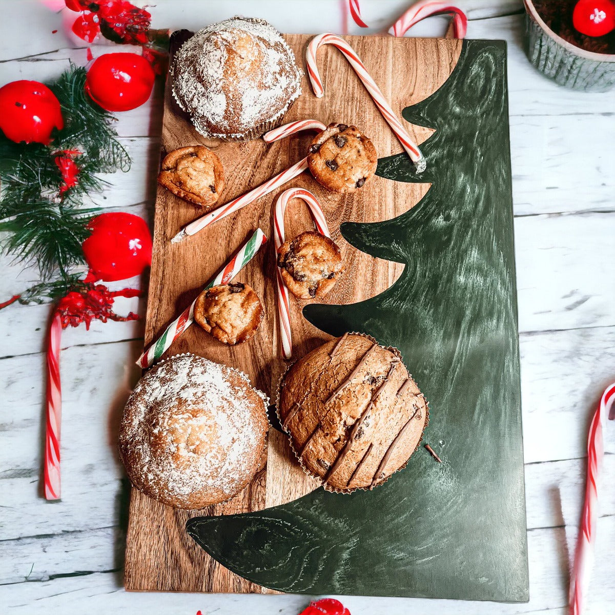 Christmas Serving Board Marble & Wood