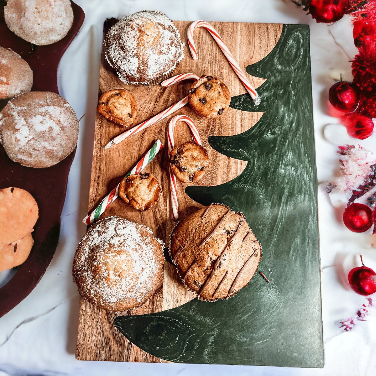 Christmas Serving Board Marble & Wood