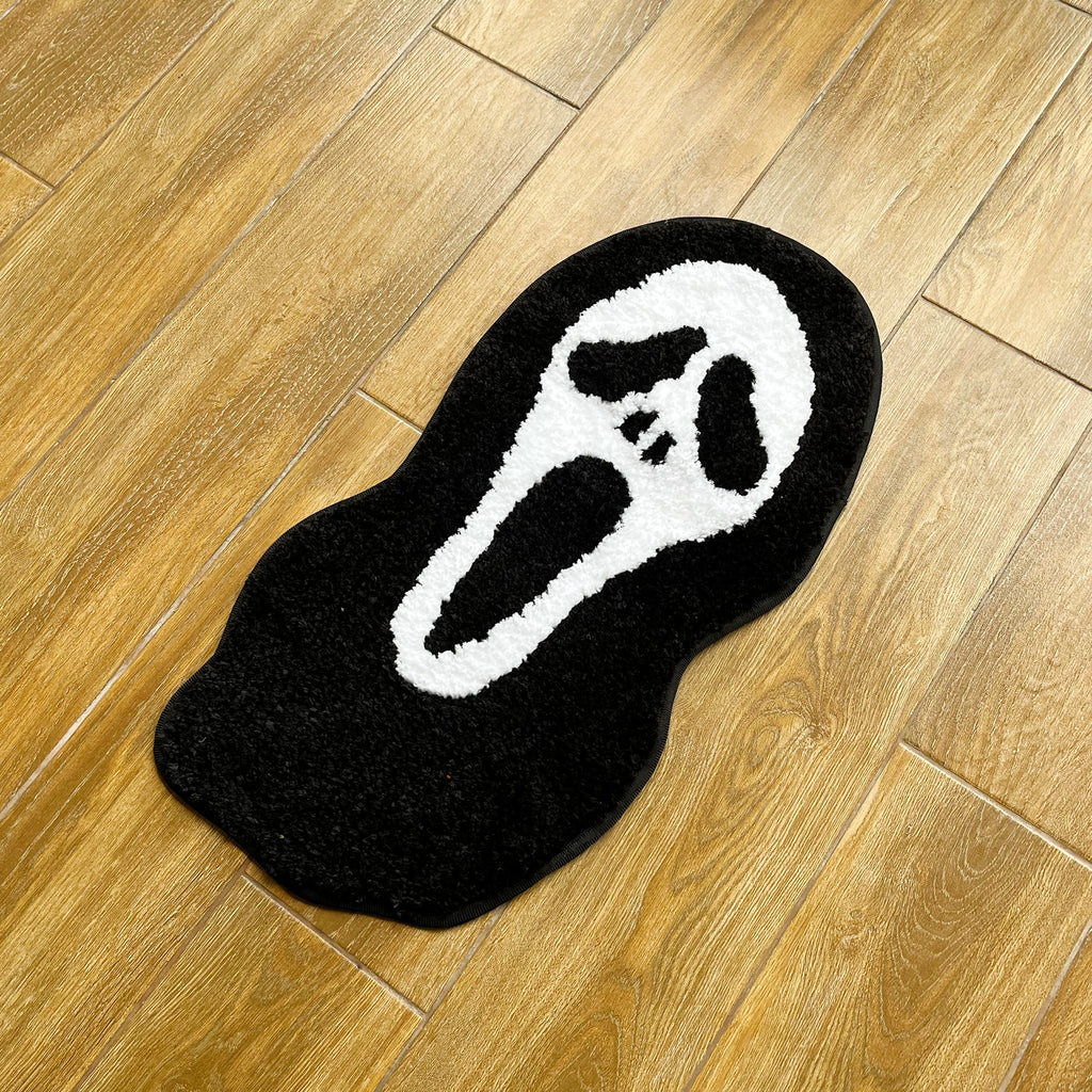 LAKEA Halloween Ghostface Rug Dread Themed and Black and White Colors Killer Man Tufting Art Rug for Bedroom Scream Throw Carpet