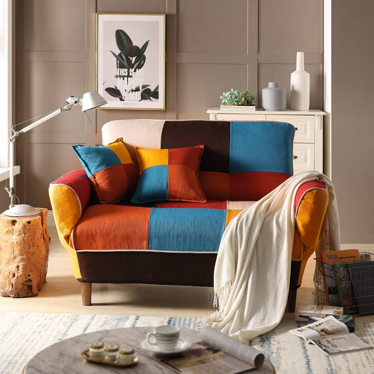 Small Space Colorful Sleeper Sofa, Solid Wood Legs