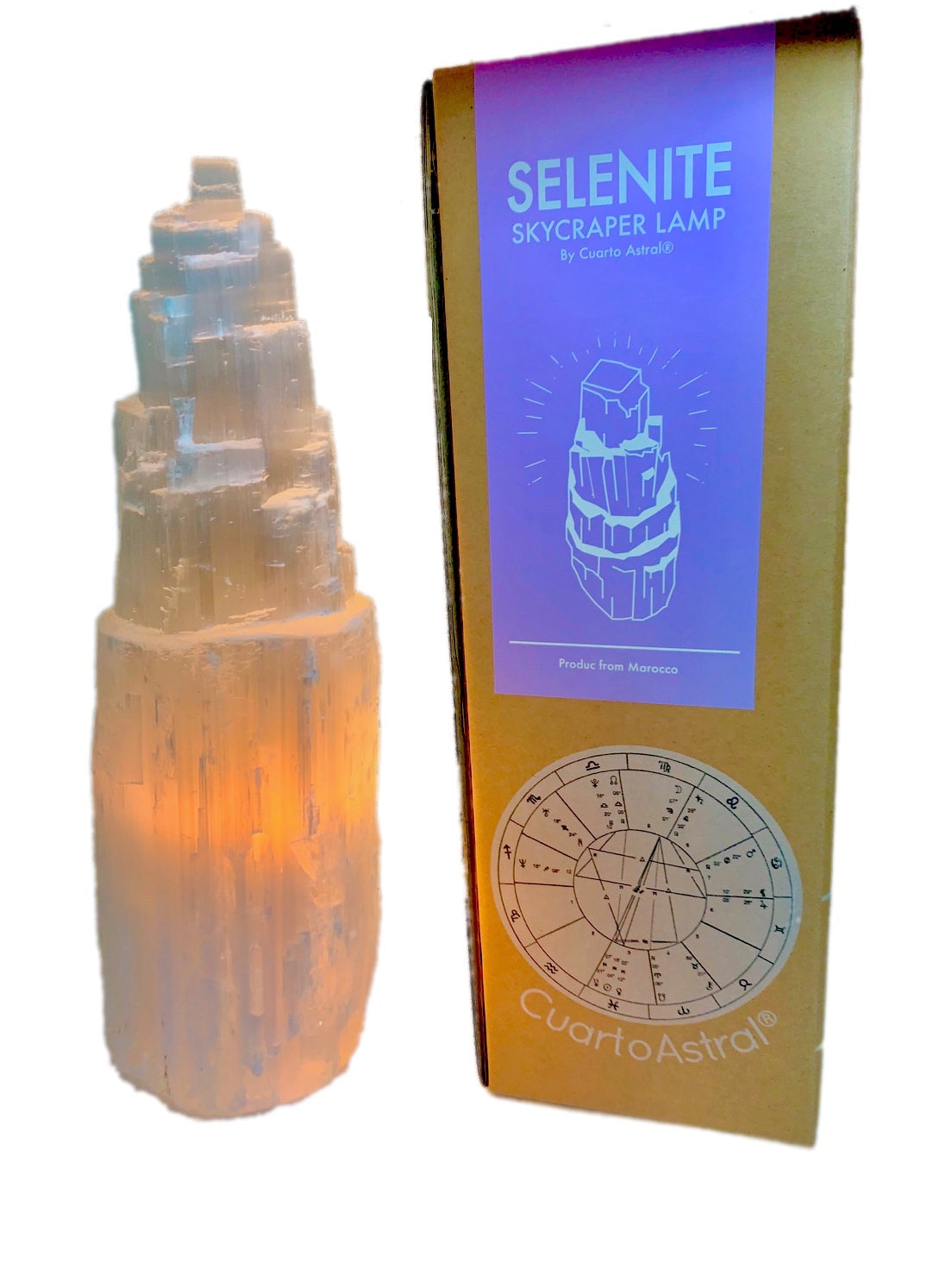 Selenite Crystal Skyscraper Lamp Prime