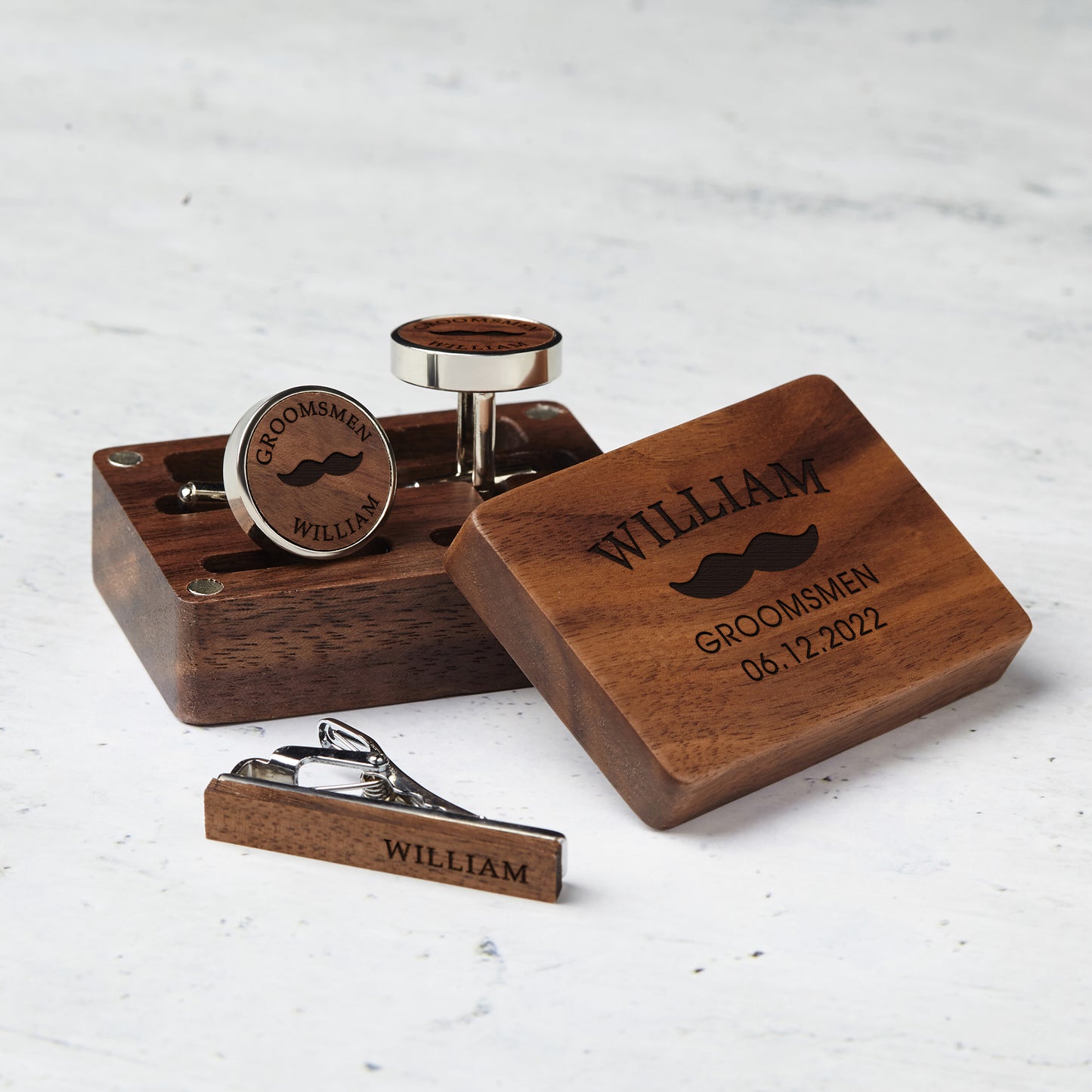 Custom Wood Cufflinks Box, Groomsmen Cufflinks, Monogram Cufflinks