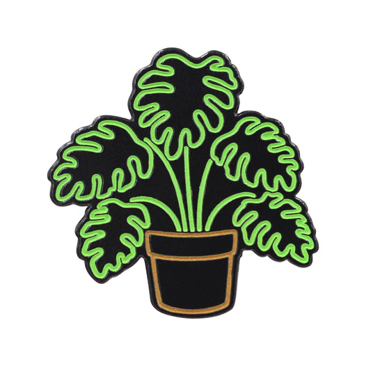 Neon Monstera – Glow-in-the-Dark Plant Enamel Pin