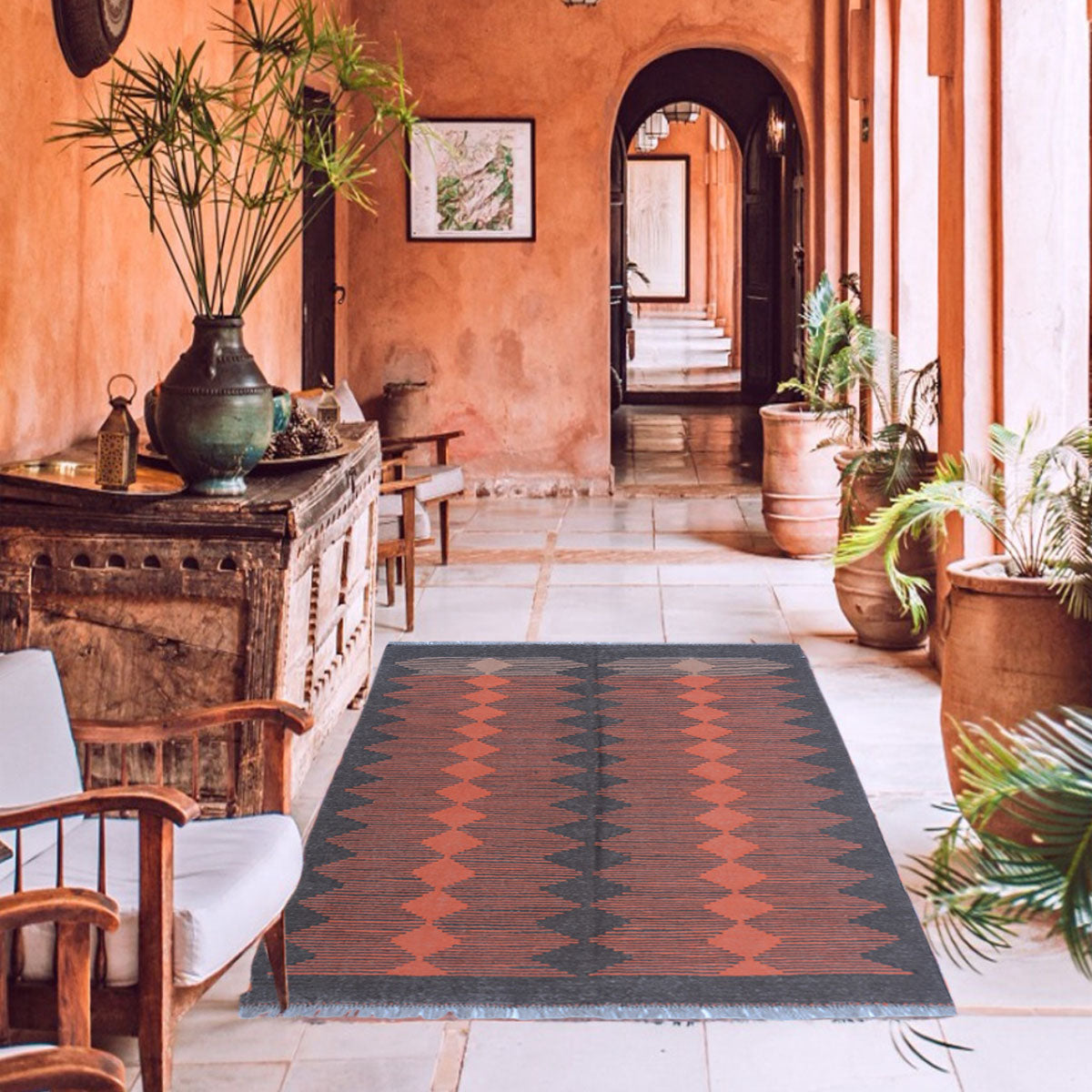 Modern Raspberry Glace Kilim Rug