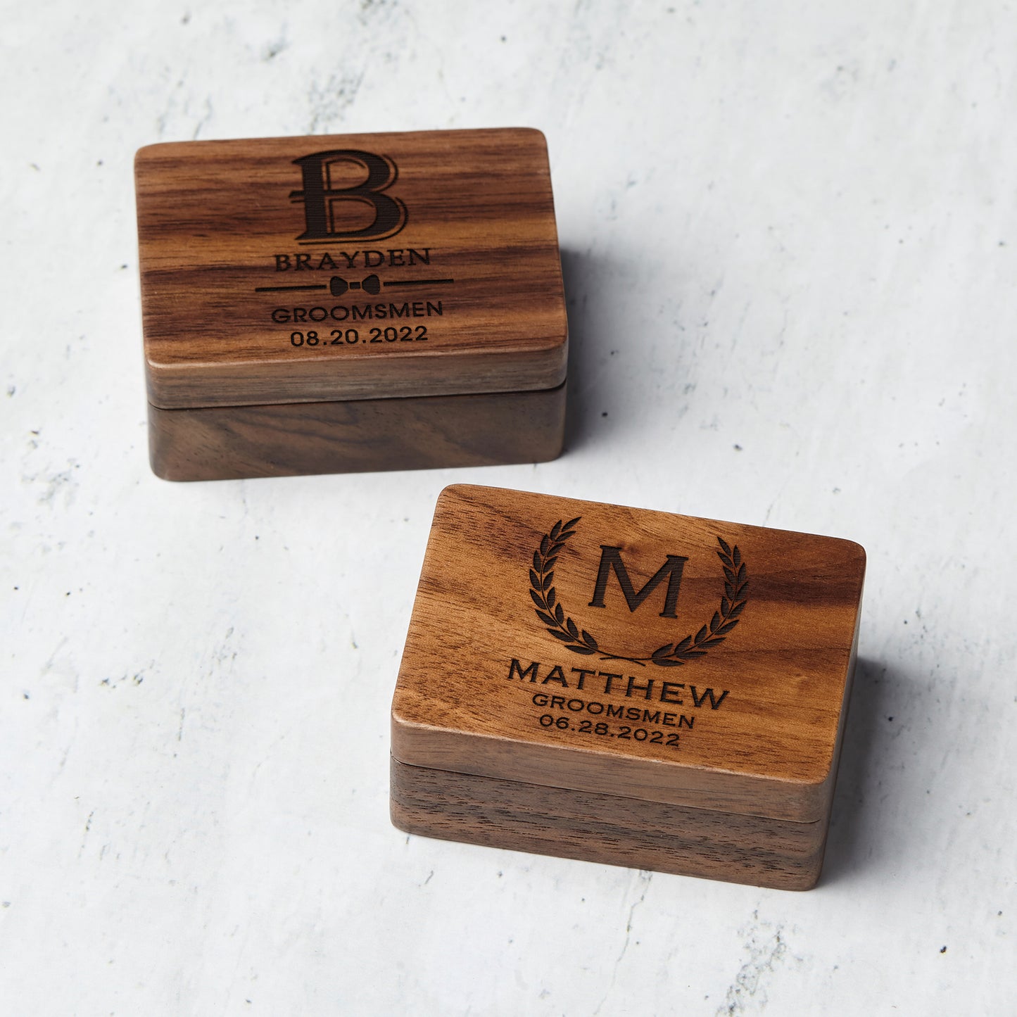 Custom Wood Cufflinks Box, Groomsmen Cufflinks, Monogram Cufflinks