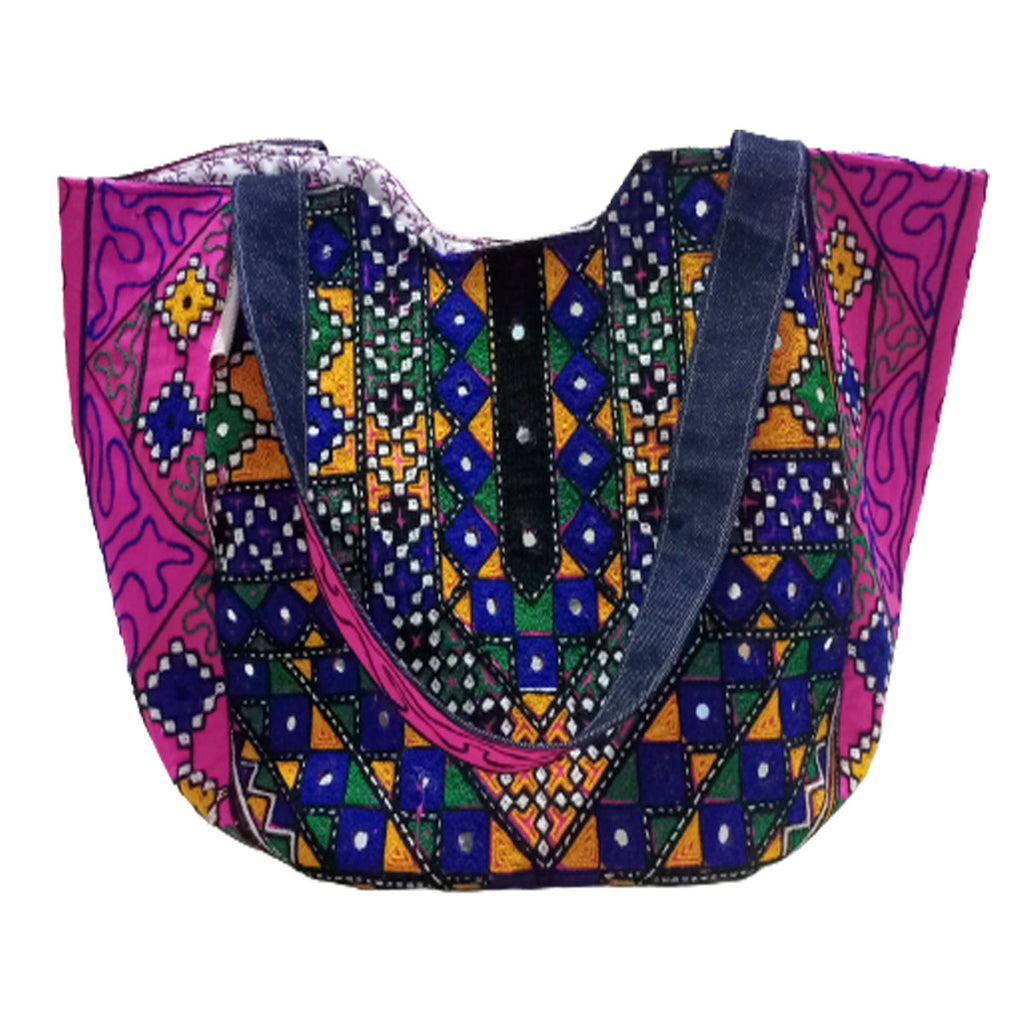 Handmade Antique Deep Cerise Tote Bag