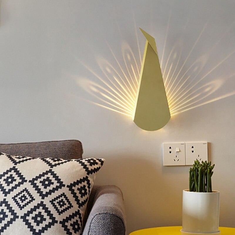 Bedside light wall lamp modern Simplicity peacock Lamps bedroom living