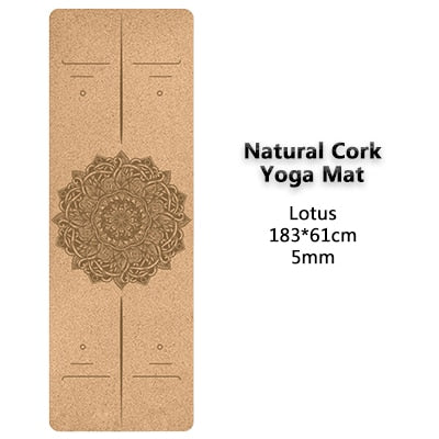 Jusenda 5mm Natural Cork TPE Yoga Mat 183*61cm Fitness Mats Gym Pilates Pad Training Exercise Sport Mat With Position Body Line