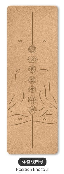 Jusenda 5mm Natural Cork TPE Yoga Mat 183*61cm Fitness Mats Gym Pilates Pad Training Exercise Sport Mat With Position Body Line